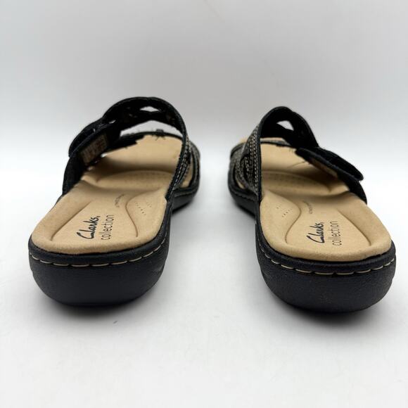 Clarks Womens Laurieann Dusk Sandals US 6 M EU 36 Black Slip On GUC - Picture 9 of 13
